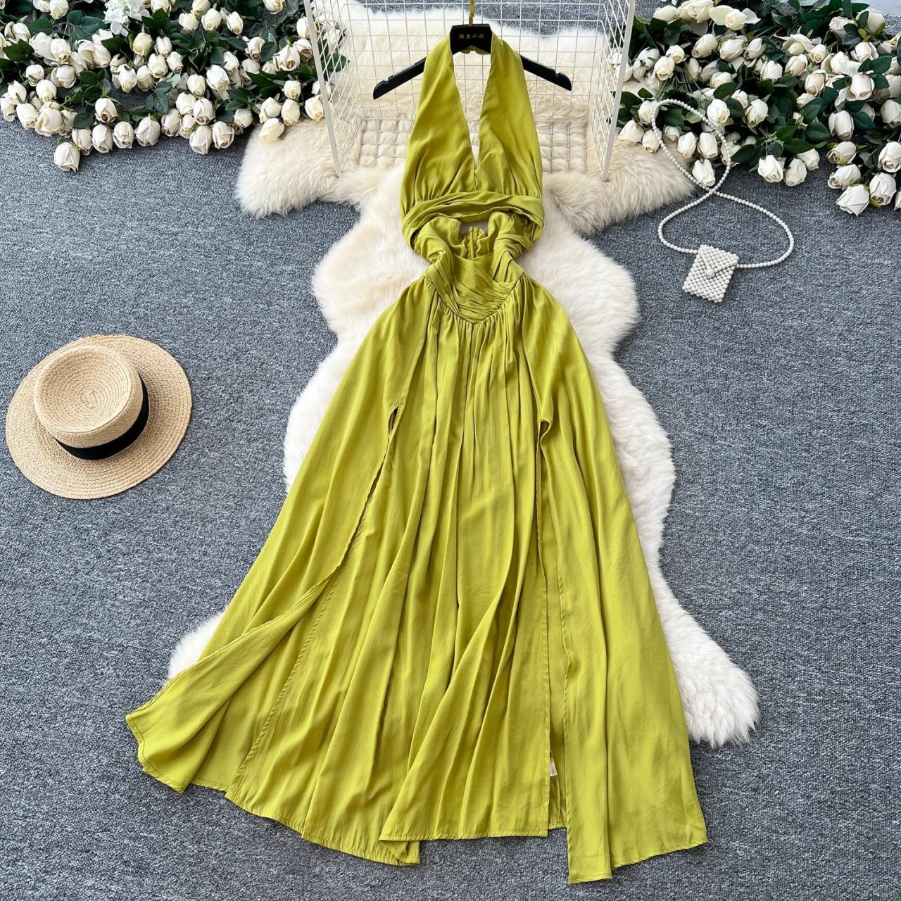 gray halter prom dress Mermaid Silver Grey Satin Appliques Long Evening Prom Dresses, Halter Prom  Dress, MR9035
