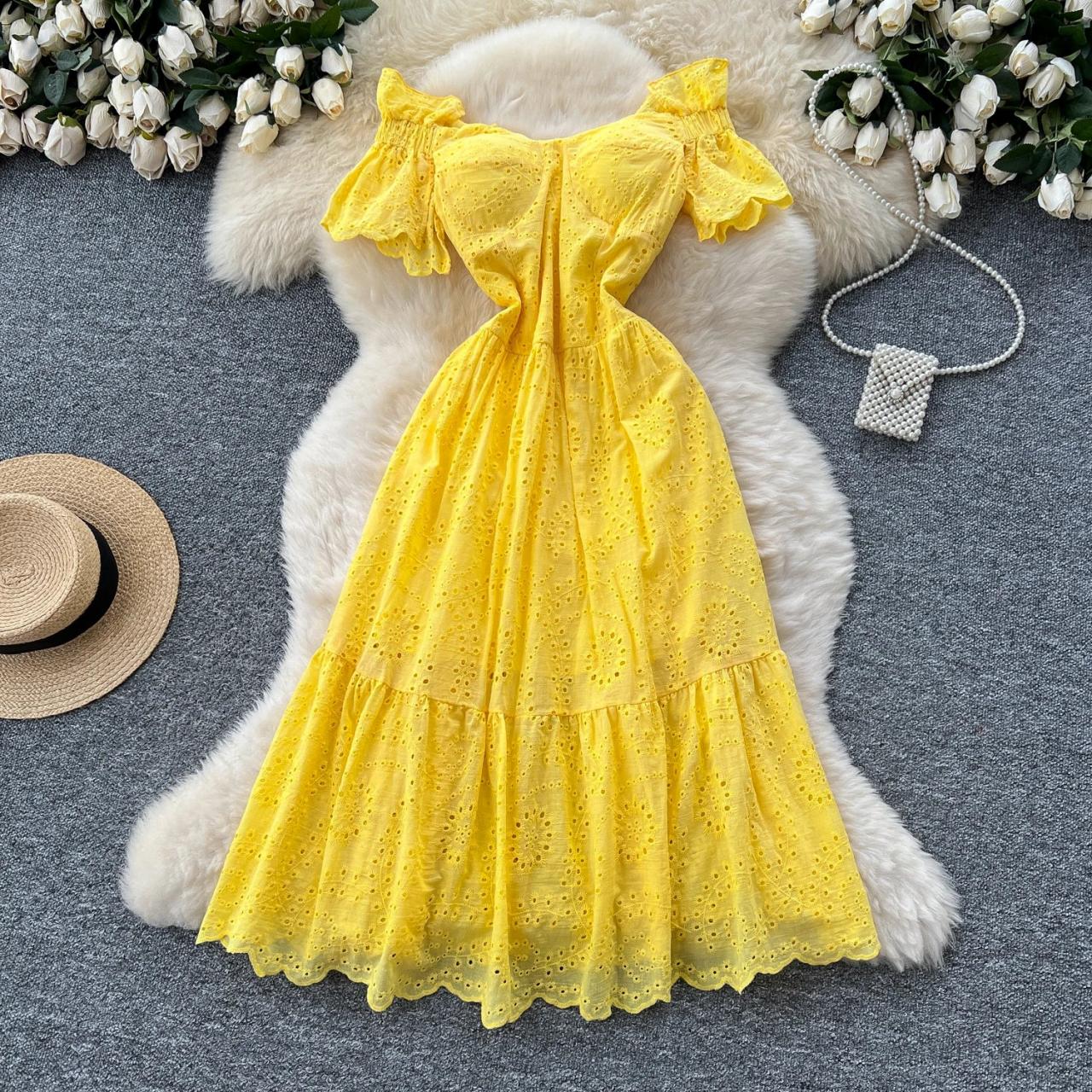 chinese dress ladies Quinceanera Dress Yellow Off-The-Shoulder Ball Gown with 3D Floral Lace Yellow / 16