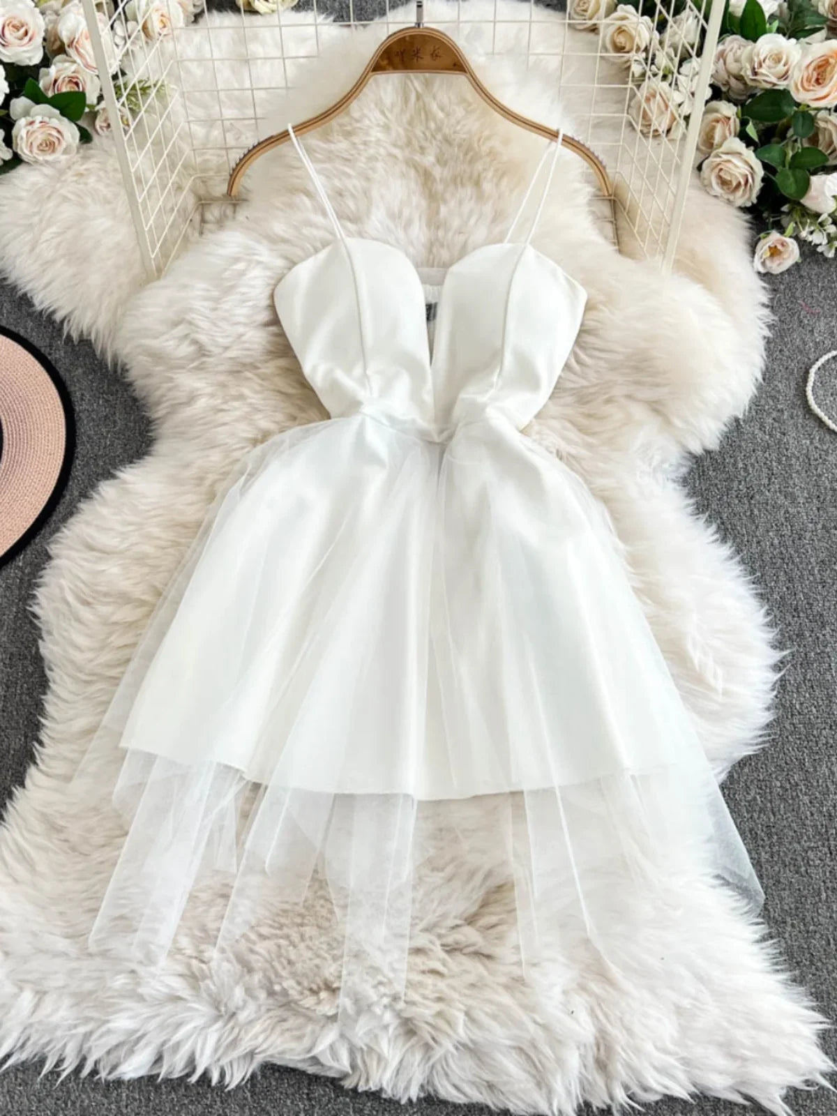 white fitted spaghetti strap dress Simple White Wedding Dresses Spaghetti Straps Backless Satin A-Line Bridal  Gowns
